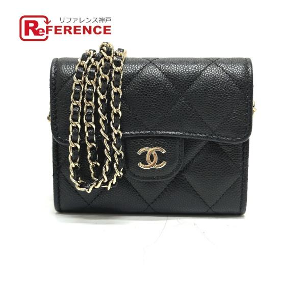 未使用 CHANEL シャネル AP0238 ココマーク マトラッセ ポシェット コインケース ブラ...