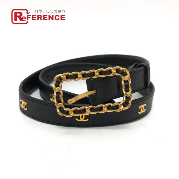 CHANEL シャネル ココマーク  チェーンバックル ベルト ブラック レディース【中古】