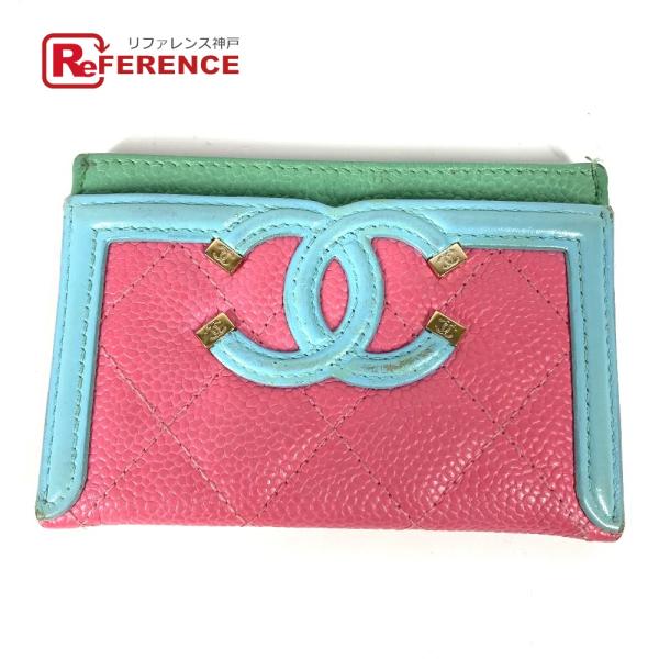 CHANEL シャネル CC ココマーク フィリグリー 名刺入れ パスケース カードケース ピンク ...