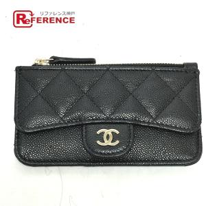 未使用 CHANEL シャネル AP2570 ココマーク マトラッセ クラシック ジップ カードケース コインケース ブラック レディース【中古】