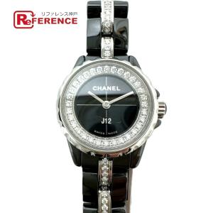 新品同様 CHANEL シャネル H5236 J12 XS 19mm ベゼル ベルト ダイヤモンド  クォーツ 腕時計 ブラック レディース【中古】
