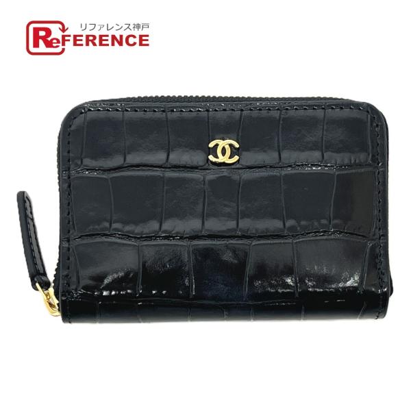 未使用 CHANEL シャネル AP5189 ココマーク クロコダイル エンボス コインパース 20...