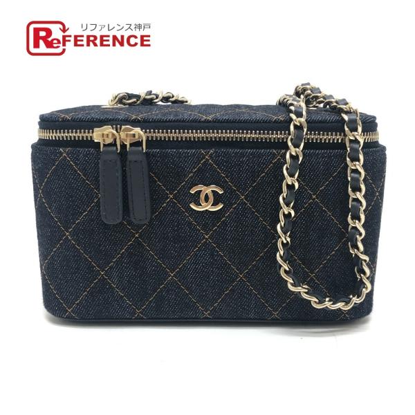 未使用 CHANEL シャネル AP1341 CCマーク マトラッセ バニティ バッグ カバン ゴー...
