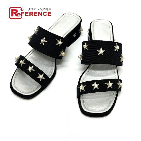 CHANEL シャネル G32351 スター パール 17Ｃ サンダル ブラック レディース【中古】