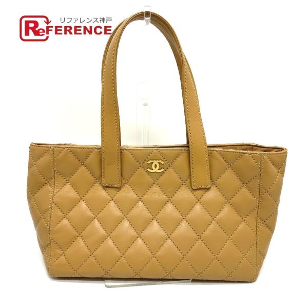 CHANEL シャネル ワイルドステッチ カバン ポーチ付き トートバッグ カーフスキン ベージュ ...