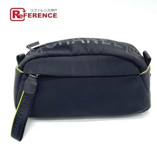 CHANEL シャネル スポーツライン ロゴ ポーチ セカンドバッグ ナイロン ブラック レディース...