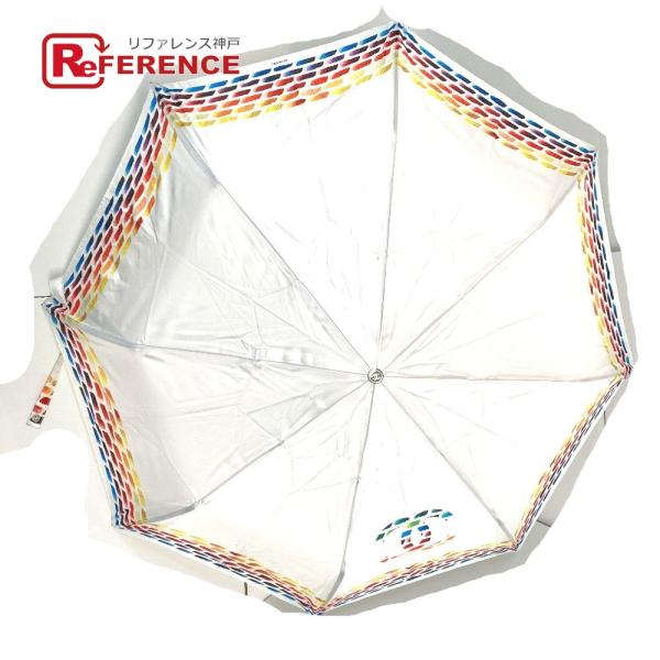 CHANEL シャネル CC ココマーク ワンタッチ クレヨンペイント 折り畳み アンブレラ 傘 ポ...