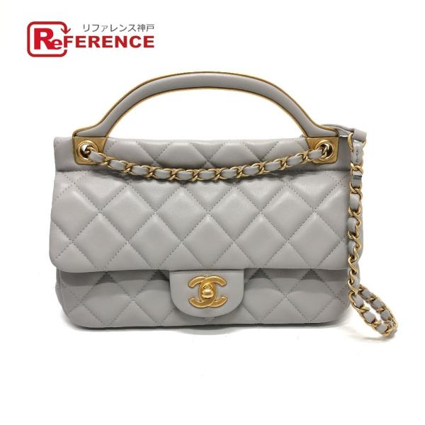 未使用 CHANEL シャネル マトラッセ 2WAY 斜め掛け 肩掛け ショルダーバッグ グレー レ...