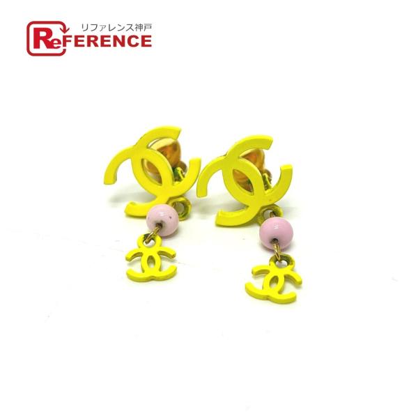 CHANEL シャネル A21871 ココマーク 2連 アクセサリー 03S イヤリング イエロー ...