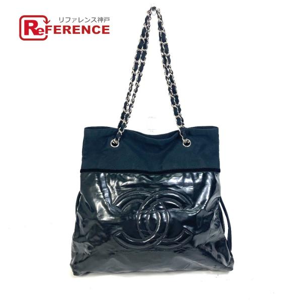 CHANEL シャネル 肩掛け ココマーク CC チェーン ショルダーバッグ トートバッグ エナメル...