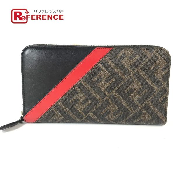 FENDI フェンディ 7M0210 ズッカ ラウンドファスナー ロングウォレット 長財布 ブラウン...