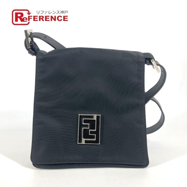 FENDI フェンディ FFロゴ フラップ 斜め掛け カバン ポシェット ショルダーバッグ ブラック...