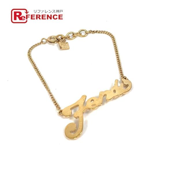 FENDI フェンディ アクセサリー ロゴ ブレスレット メタル ゴールド レディース【中古】