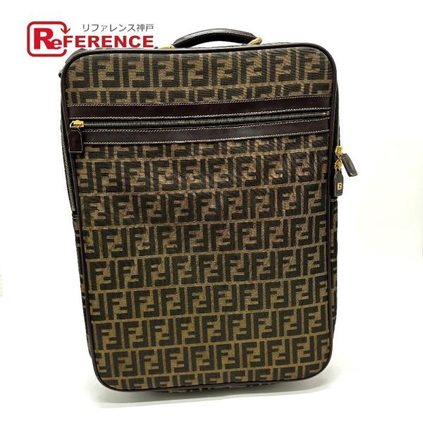 FENDI フェンディ ズッカ柄 ２輪 カバン キャリーバッグ ブラウン レディース【中古】