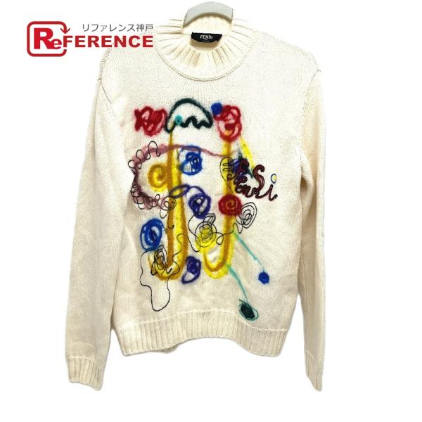 FENDI フェンディ FVZ467 ロゴ 長袖 アパレル トップス セーター ニット ホワイト メ...
