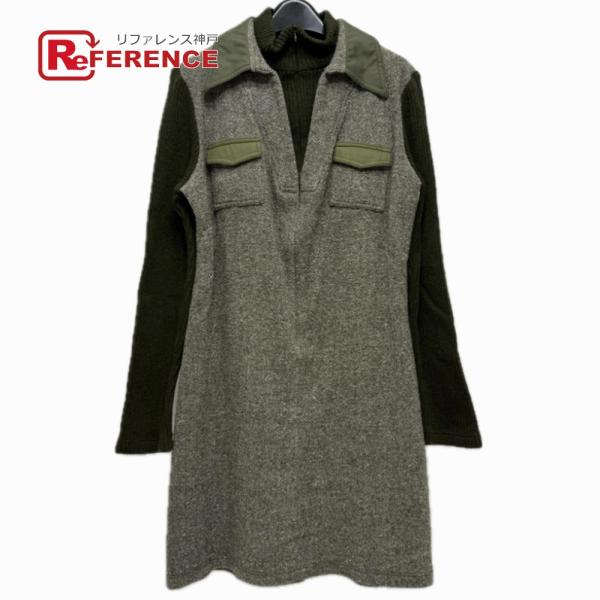 FENDI フェンディ Wポケット ジップアップ アパレル リブニット切り替え 長袖 ツイード ミニ...