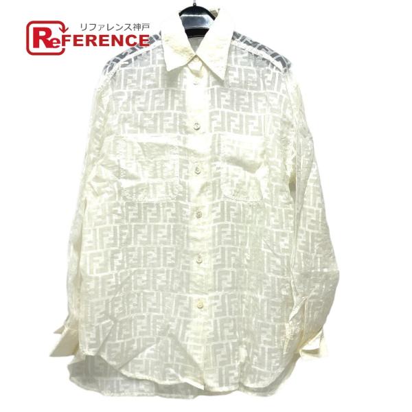 FENDI フェンディ ズッカ柄 総柄 シースルー アパレル トップス ブラウス 長袖 シャツ ブラ...