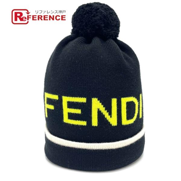 未使用 FENDI フェンディ FXQ056 ロゴ ボンボン付き ニットキャップ ニット帽 ウール ...