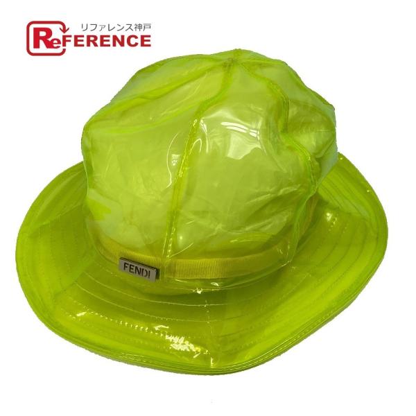 FENDI フェンディ FXQ632 ロゴプレート クリア 帽子 ハット ビニール イエロー ユニセ...