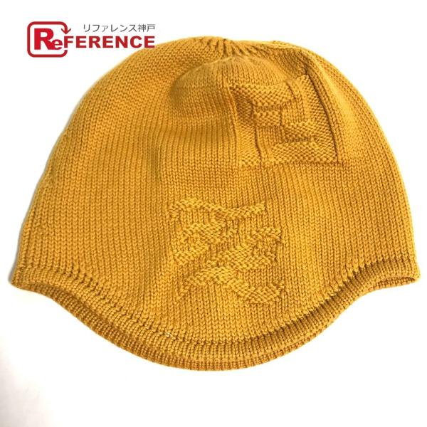 美品 FENDI フェンディ FXQ056 ロゴ ビーニー 帽子 ニット帽 ニットキャップ ニット帽...