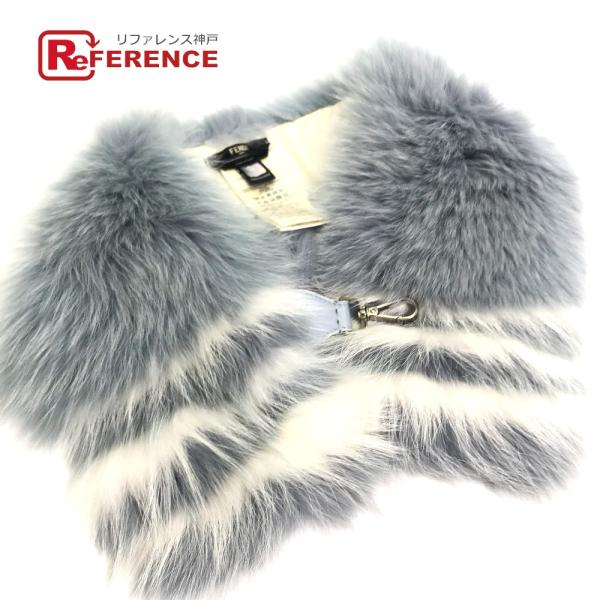 FENDI フェンディ FNG426 ファー 留めフック付き ティペット スヌード マフラー ブルー...