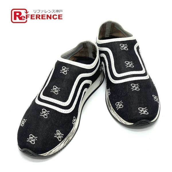 FENDI フェンディ ロゴ刺繍 メッシュ シアー スリッポン スニーカー シューズ 靴 ナイロンメ...