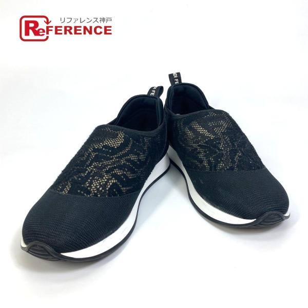 FENDI フェンディ 8E8139 ズッカ スニーカー キャンバス ブラック レディース【中古】