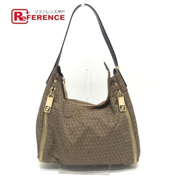 FENDI フェンディ 8BR633 ズッカ柄 サイドジップ 肩掛けバック カバン バック ショルダ...