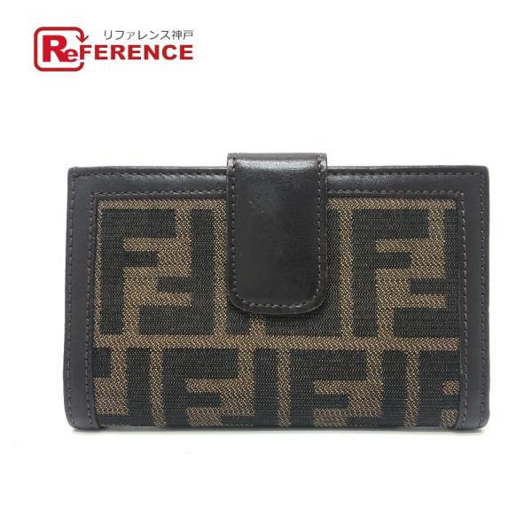 FENDI フェンディ ズッカ柄 がま口財布 折り財布 財布 ウォレット 2つ折り財布 ブラウン レ...