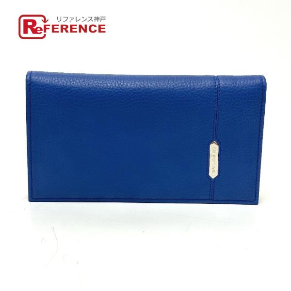 未使用 BVLGARI ブルガリ 38648 ロゴ 2つ折り 長財布 ブルー メンズ【中古】