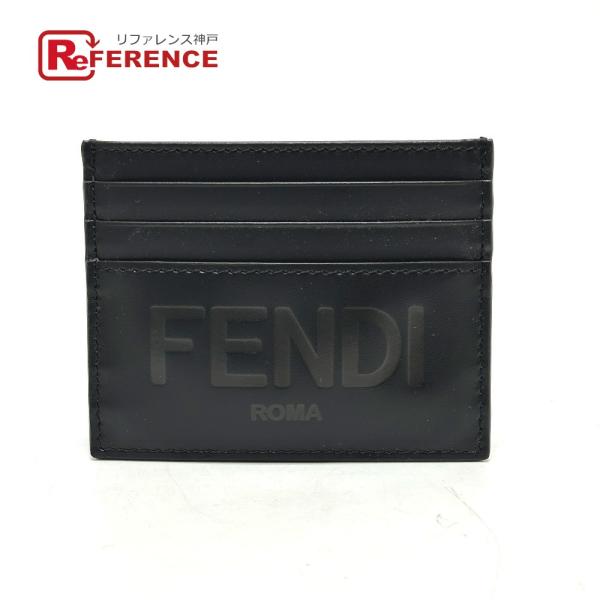 FENDI フェンディ 7M0164 ロゴ 名刺入れ パスケース カードケース レザー ブラック メ...