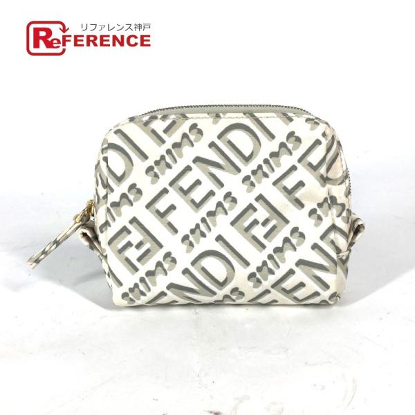 美品 FENDI フェンディ 8N0179 ロゴ メイクポーチ 化粧ポーチ SKIMSコラボ スキム...
