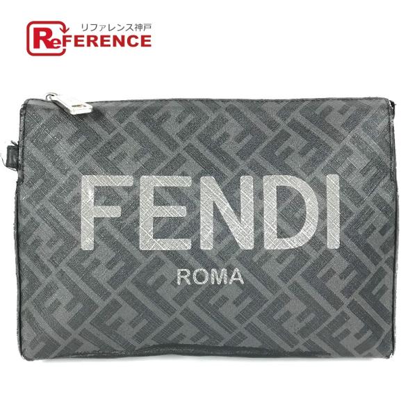 FENDI フェンディ 7VA564 ロゴ ズッカ ポーチ カバン クラッチバッグ ブラック メンズ...