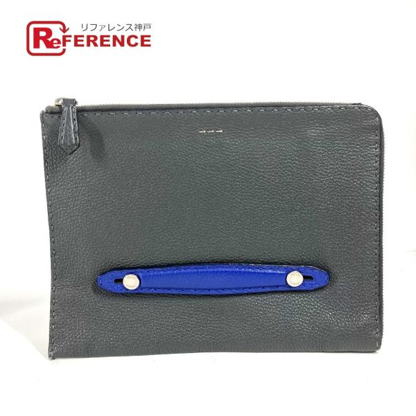 FENDI フェンディ セレリア ロゴ  ポーチ カバン クラッチバッグ ブラック メンズ【中古】