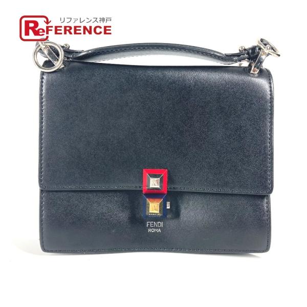 FENDI フェンディ 8M0381 ミニ キャナイ スタッズ カバン フラップ ハンドバッグ ブラ...