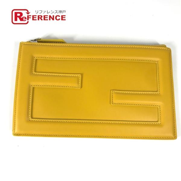 未使用 FENDI フェンディ 7N0114 ロゴ カバン ポーチ クラッチバッグ イエロー レディ...
