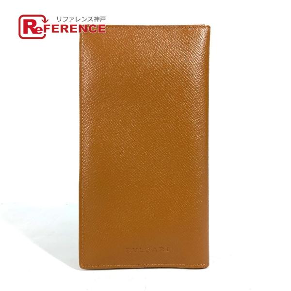 新品同様 BVLGARI ブルガリ ロゴ 2つ折り札入れ ロングウォレット  長財布 ブラウン メン...