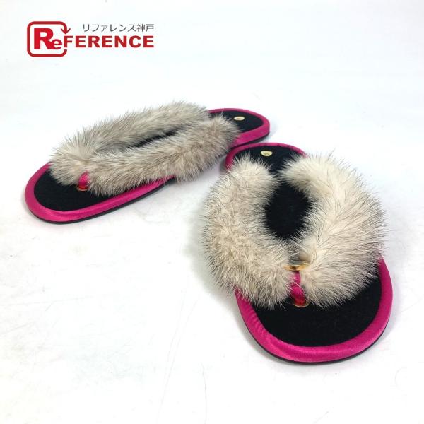 BVLGARI ブルガリ ブルガリブルガリ 靴 フラット サンダル ファー ピンク レディース【中古...