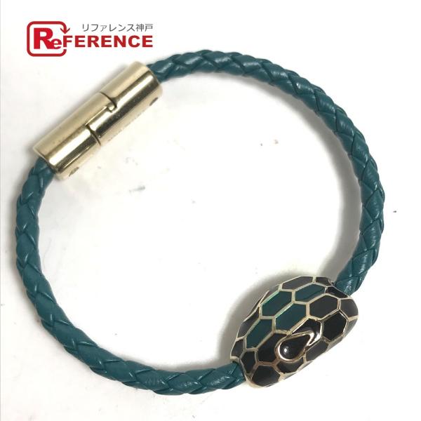 BVLGARI ブルガリ セルペンティ アクセサリー 革ブレス ブレスレット グリーン レディース【...