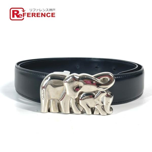 CARTIER カルティエ エレファント バックル 象 ベルト ブラック ユニセックス【中古】
