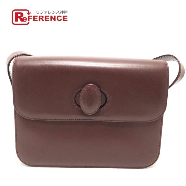 CARTIER カルティエ 斜め掛け マストライン カバン ショルダーバッグ レザー ワインレッド ...