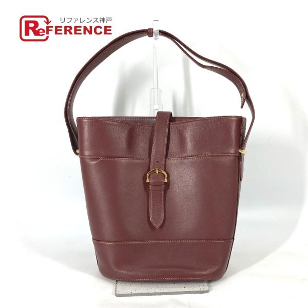 CARTIER カルティエ マストライン バケツ型 カバン 肩掛け ショルダーバッグ ワインレッド ...