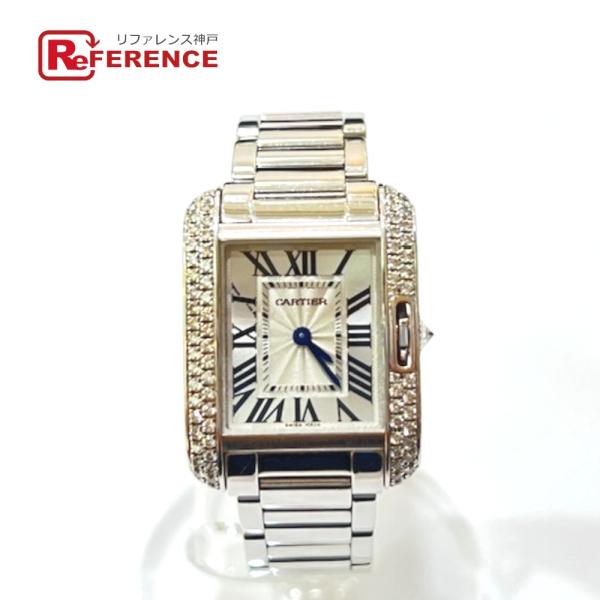 CARTIER カルティエ WT100008 K18WG タンク アングレーズ SM ダイヤベゼル ...