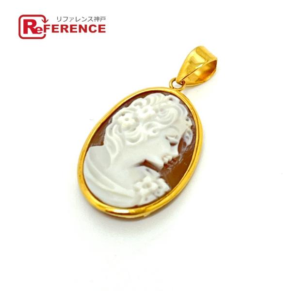 jewelry ジュエリー K18 カメオ アクセサリー ネックレストップ 横顔 ペンダントトップ ...