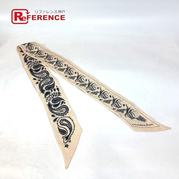 Dior ディオール ロゴ ミッツア バンドースカーフ スカーフ シルク ベージュ レディース【中古...