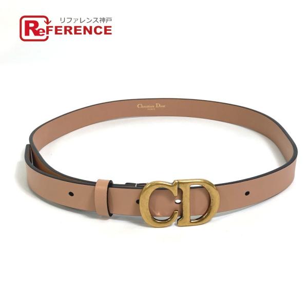 Dior ディオール サドル メタルディテール CDバックル ベルト レザー ピンクベージュ レディ...
