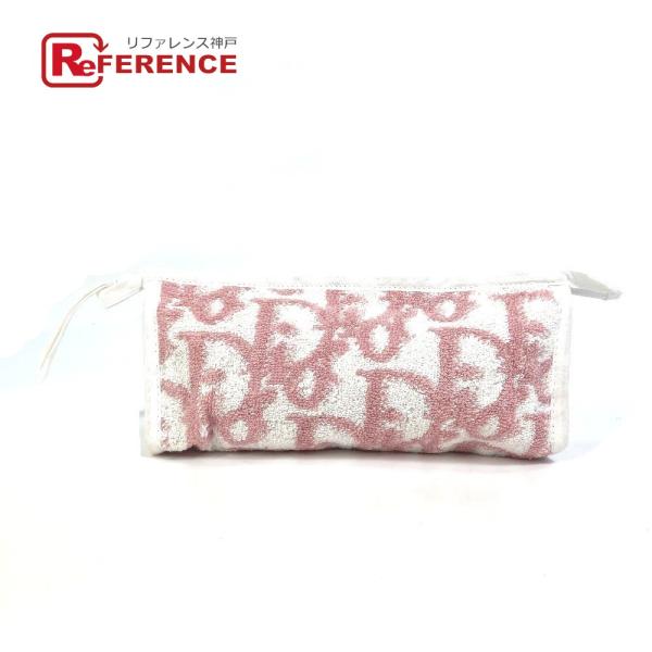 Dior ディオール トロッター 化粧ポーチ メイクポーチ ペンケース ポーチ パイル ピンク×ホワ...