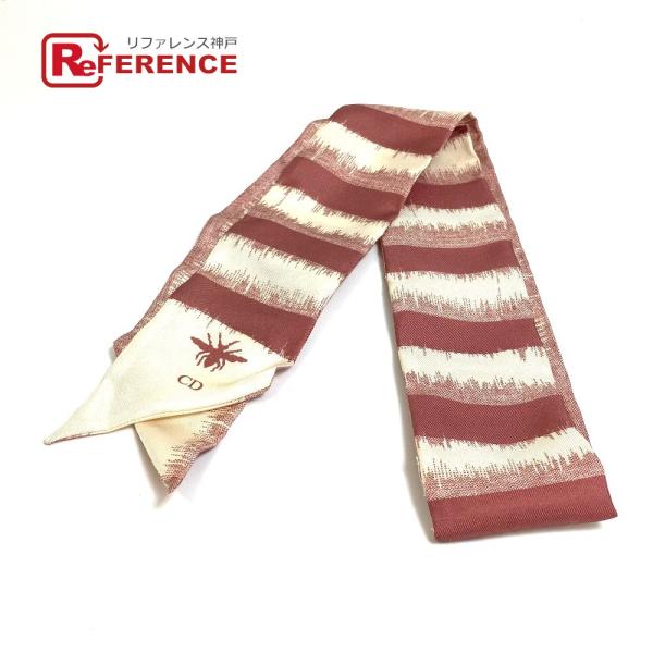 Dior ディオール ロゴ ミッツア ツイリー ツィリー スカーフ シルク ベージュ×ダスティピンク...