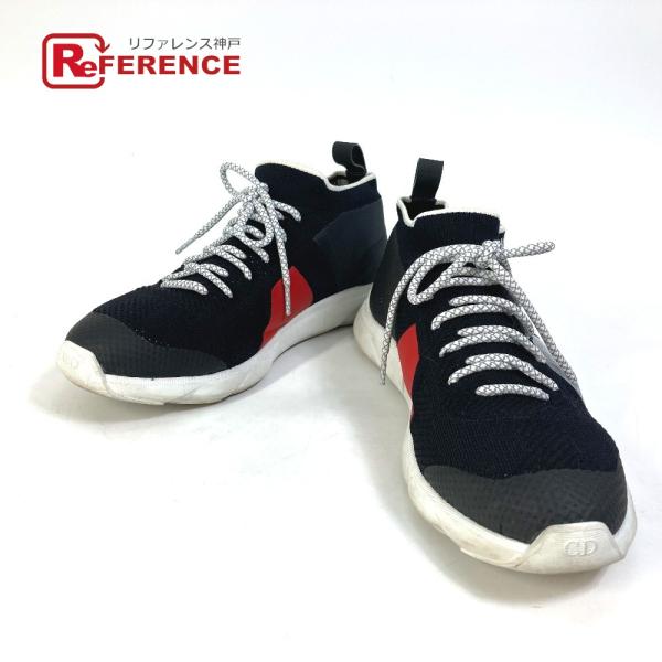 DIOR HOMME ディオール・オム ニット 靴 メッシュ ロゴ スニーカー ニット ブラック メ...