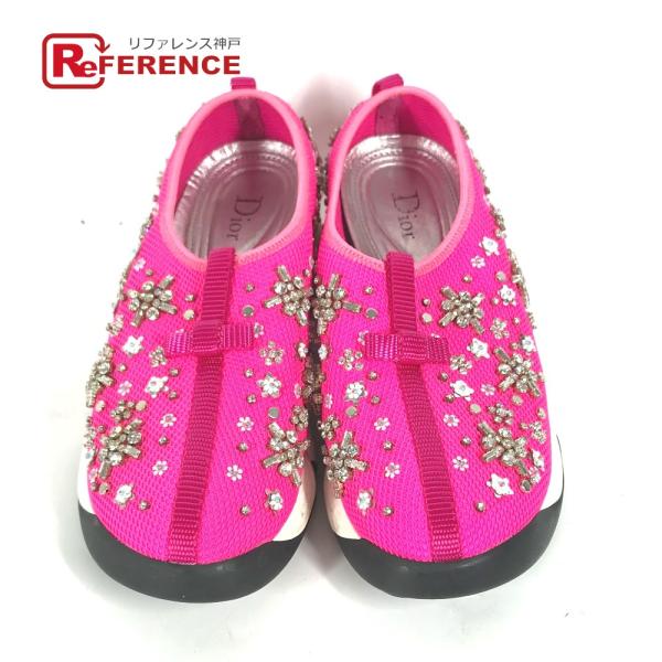 Dior ディオール ビジュー ラインストーン 靴 シューズ スニーカー ピンク レディース【中古】